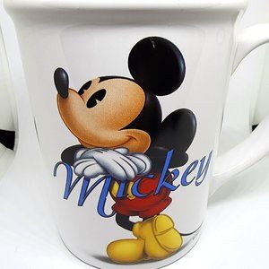 Disney Leaning Mickey Mouse Red Inside White RARE 16 oz Coffee Mug